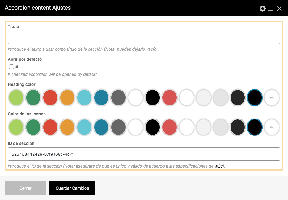 Accordion content ajustes