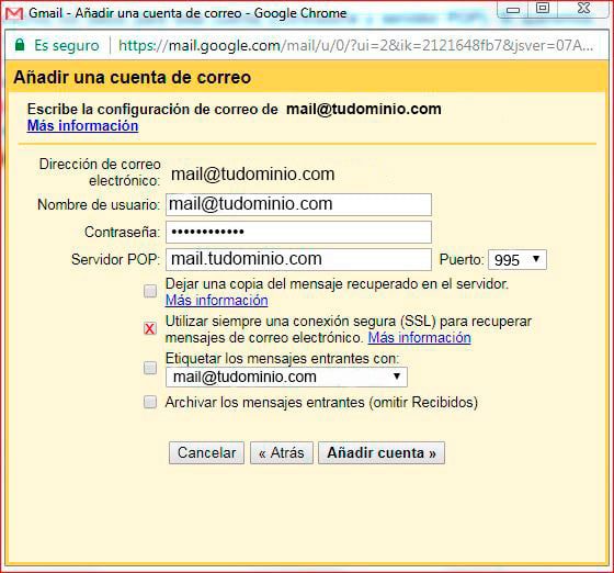 Añadir una cuenta de correo