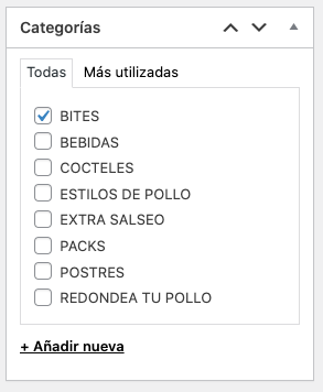 Asignar este nuevo plato a una categoría