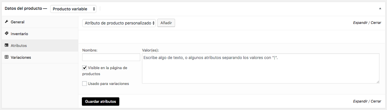 Atributos personalizados
