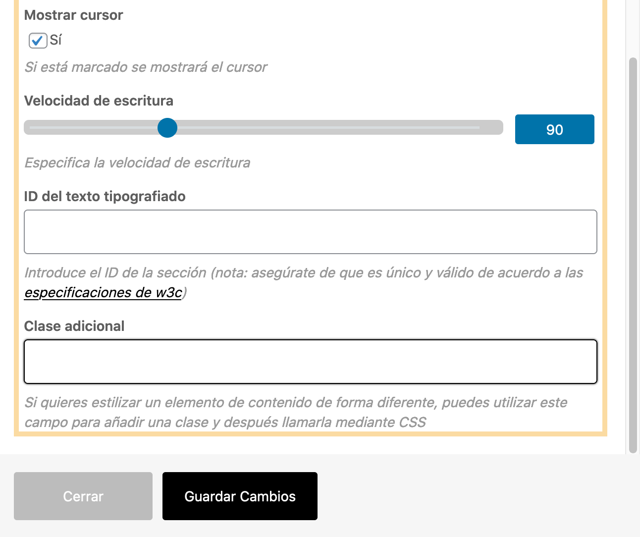 Color de texto, tamaño y alineación