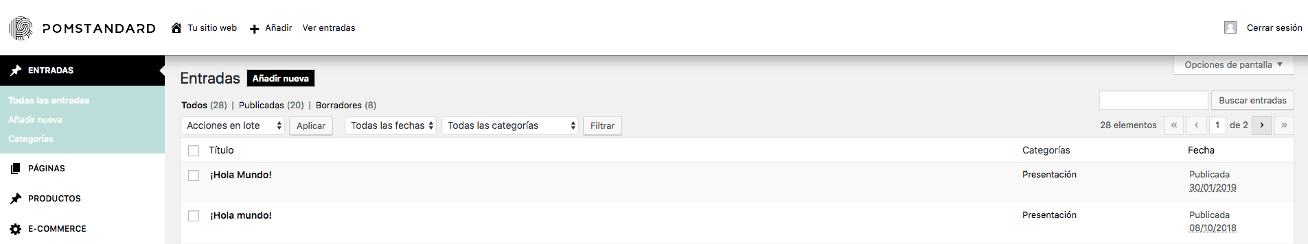 Crear una noticia o entrada