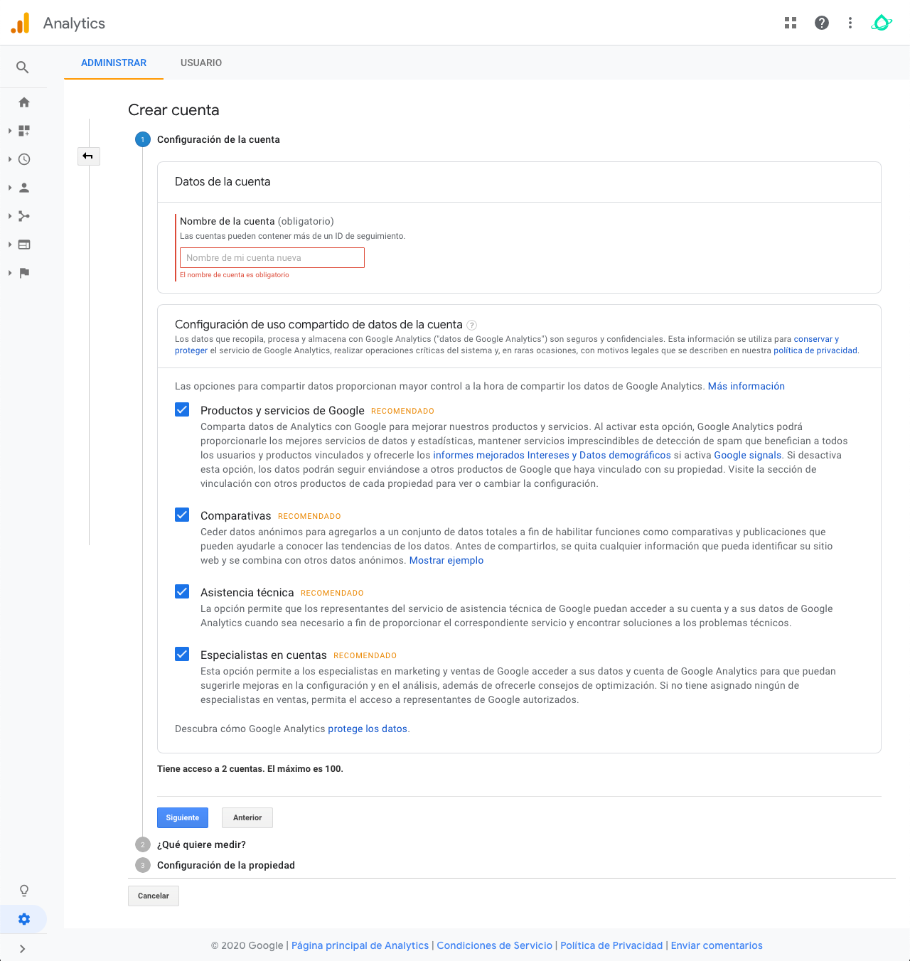 Crear una nueva propiedad