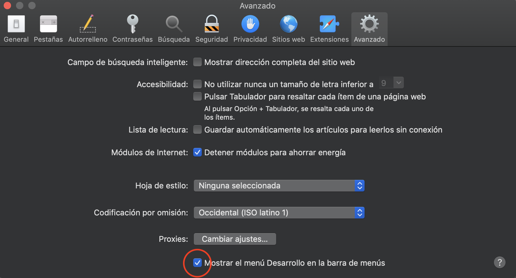Detener modulos para ahorrar energía