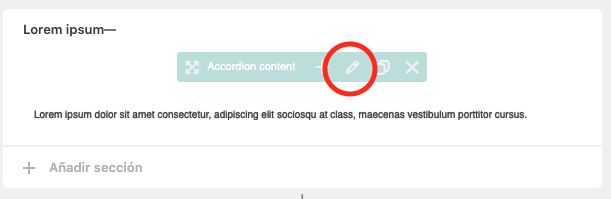 Editar la pestaña de acordeón
