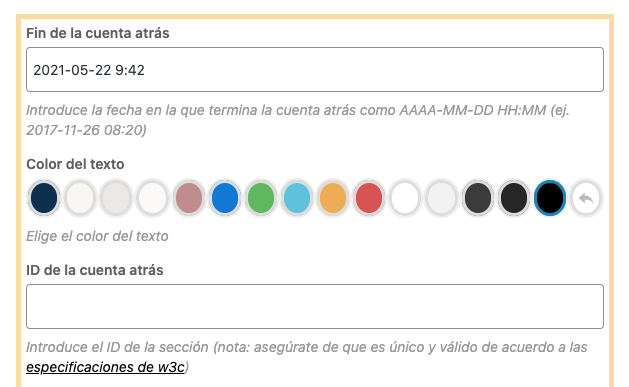 Fecha en la que termina la cuenta atras