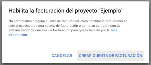 Habilita la facturación del proyecto