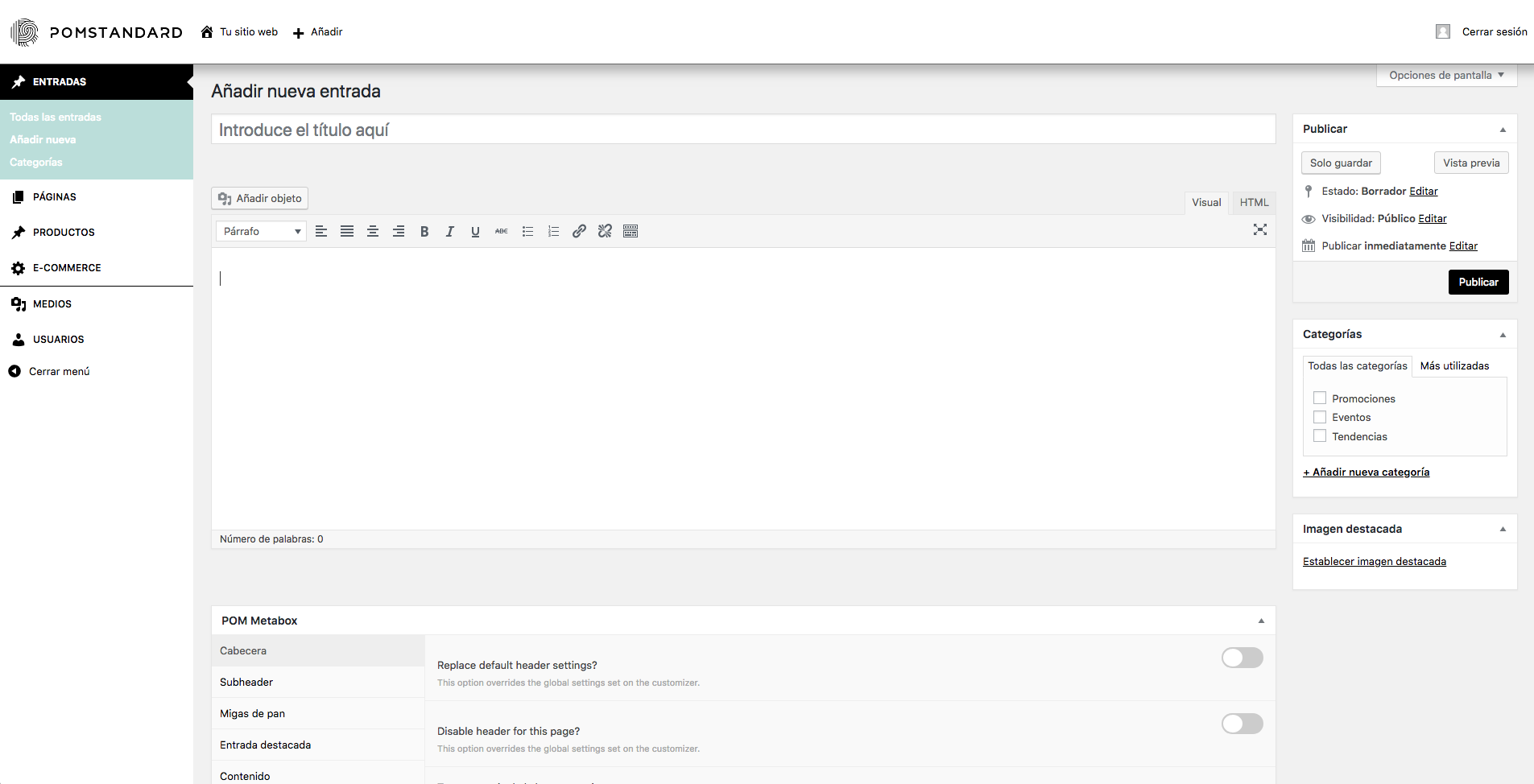 Introducir un título y contenido