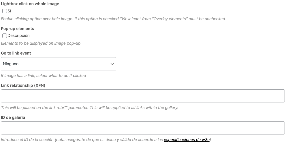 Más opciones galería