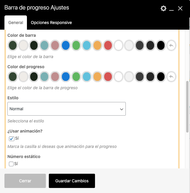 Opción número estático