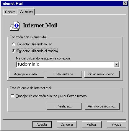 Pestaña conexión