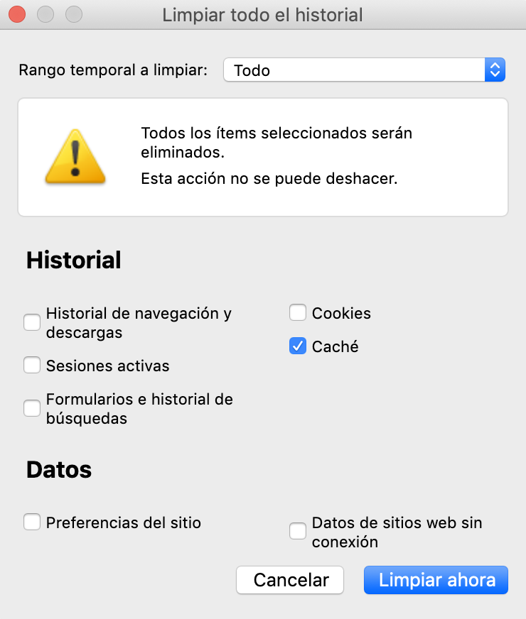 Rango temporal a limpiar