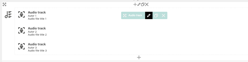 Tres bloques de audio